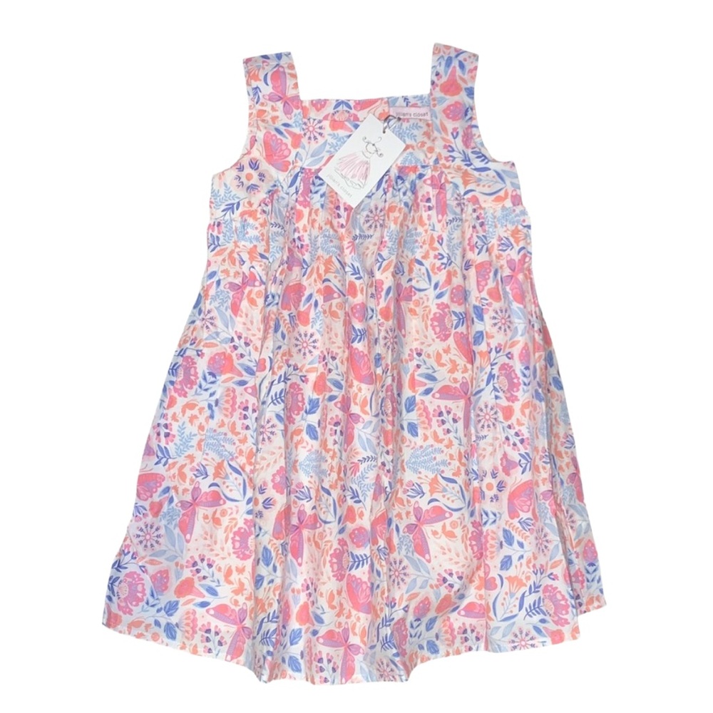 JILLIAN’S CLOSET SMOCKED DRESS - WHITE FLORAL SIZE 4T (NEW WITH TAGS) A12